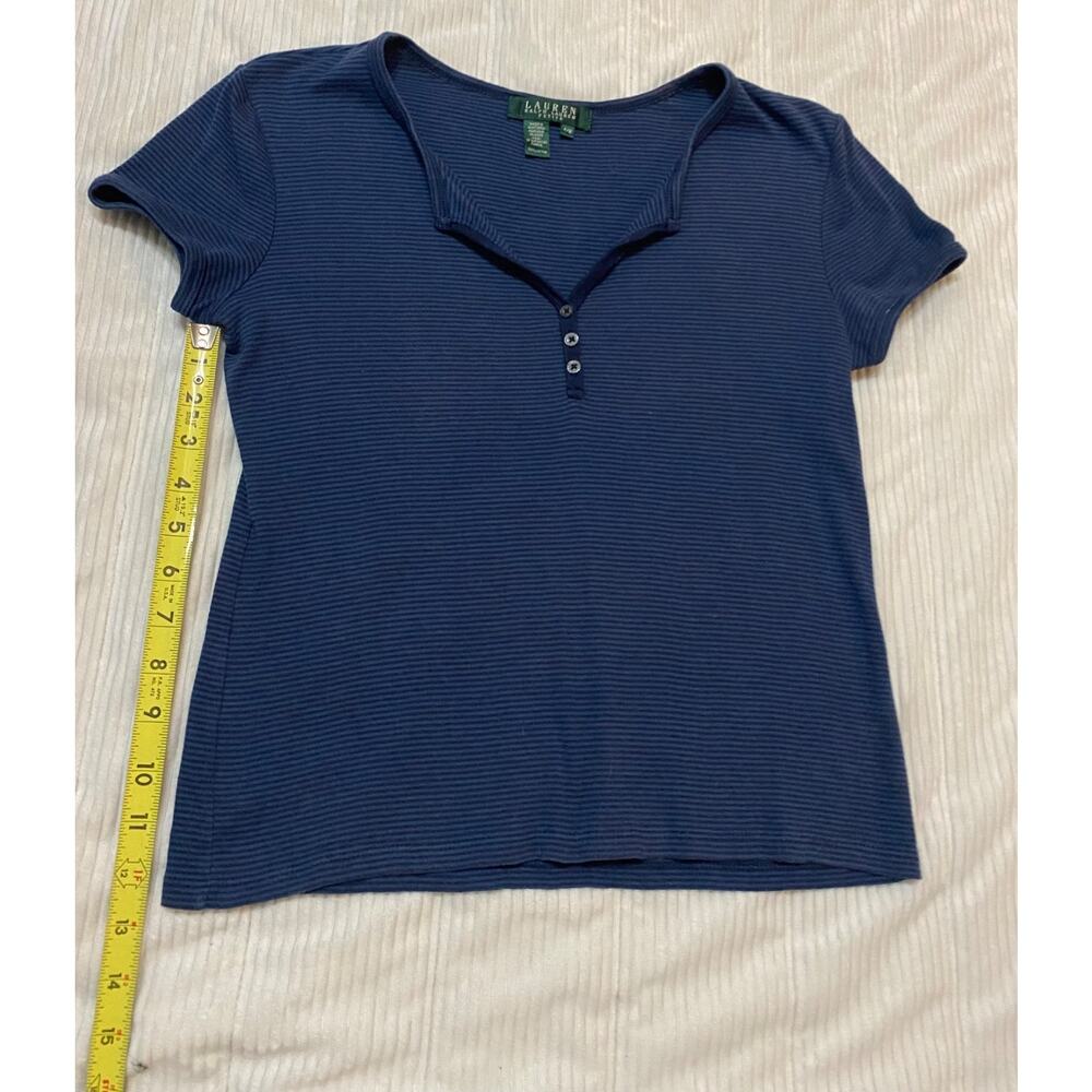 ralph lauren navy blue striped shirt petite medium